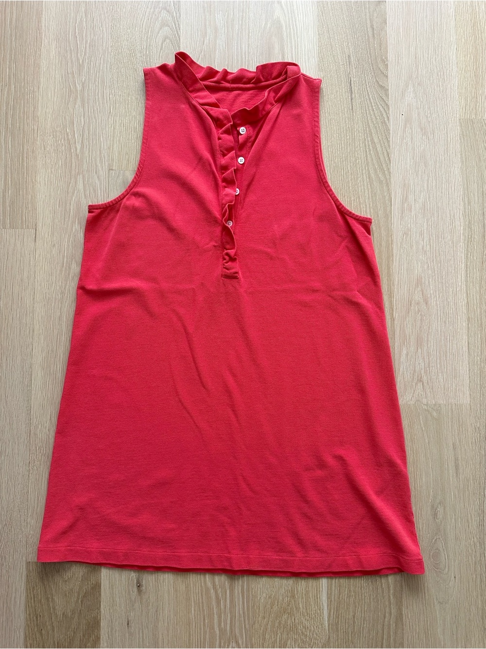 J. Crew - Coral Red Sleeveless Ruffle Dress - Size Large